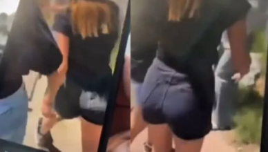 Группа девушек избивает другую девушку.