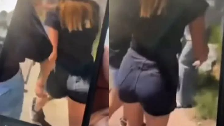 Группа девушек избивает другую девушку.