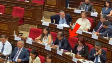 Чем занят бывший глава Давташенского района, депутат парламента Роман Амбардзумян во время выступления Рубиняна (Video)