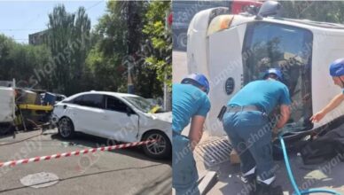 Камера запечатлела момент трагической аварии, произошедшей в Ереване совсем недавно.