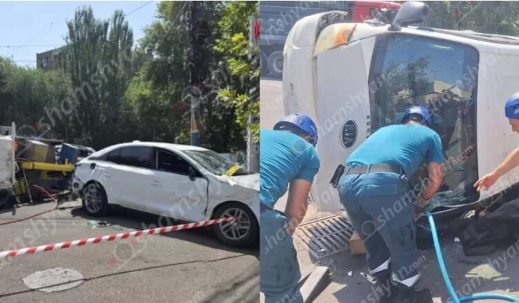 Камера запечатлела момент трагической аварии, произошедшей в Ереване совсем недавно.
