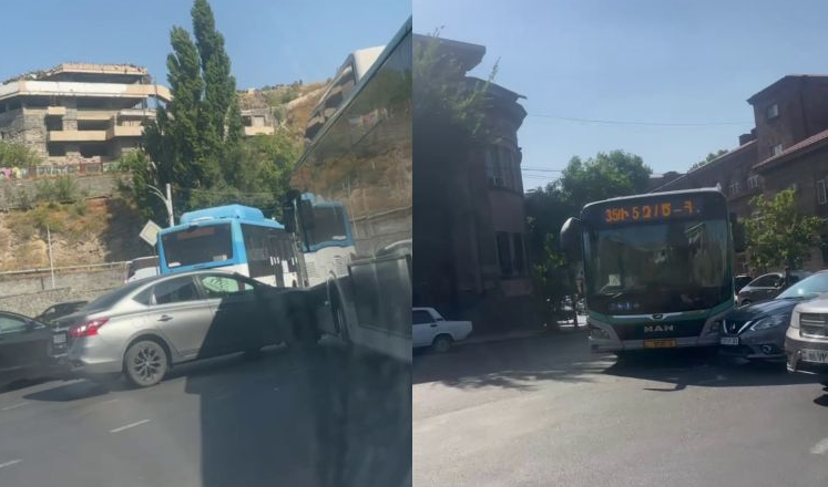 В Ереване произошли 2 ДТП с участием 2 автобусов.